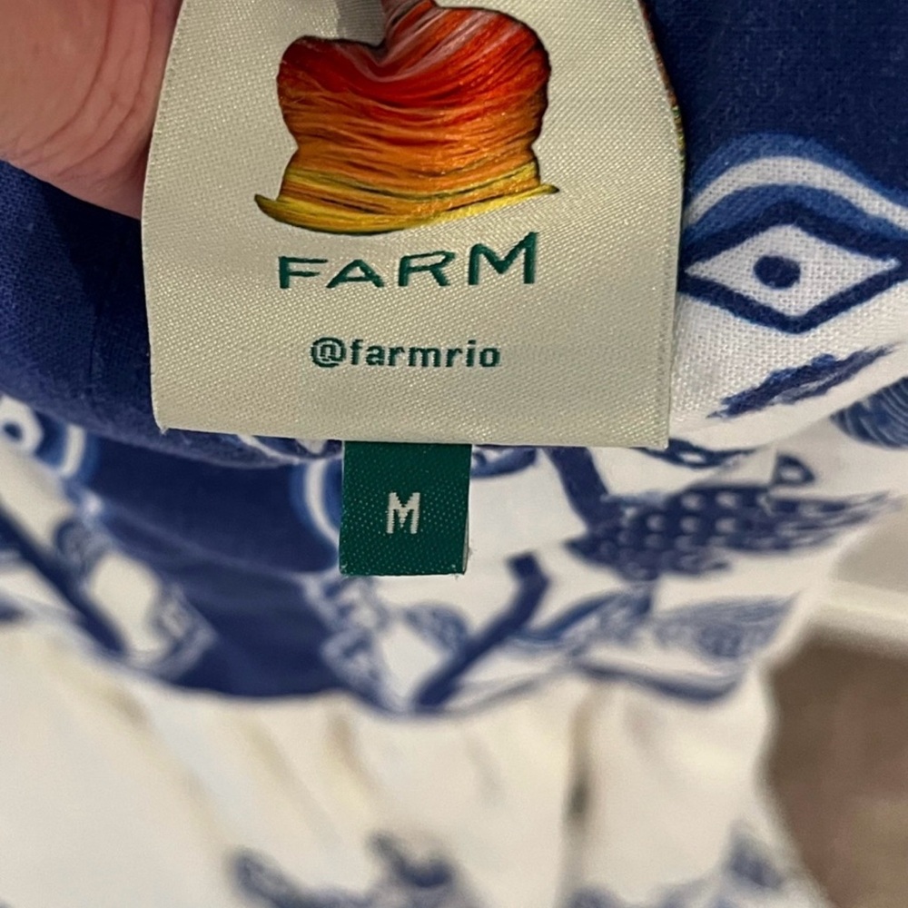 FARM RIO Blue & White Spaghetti-Strap Maxi Dress - Picture 9 of 9